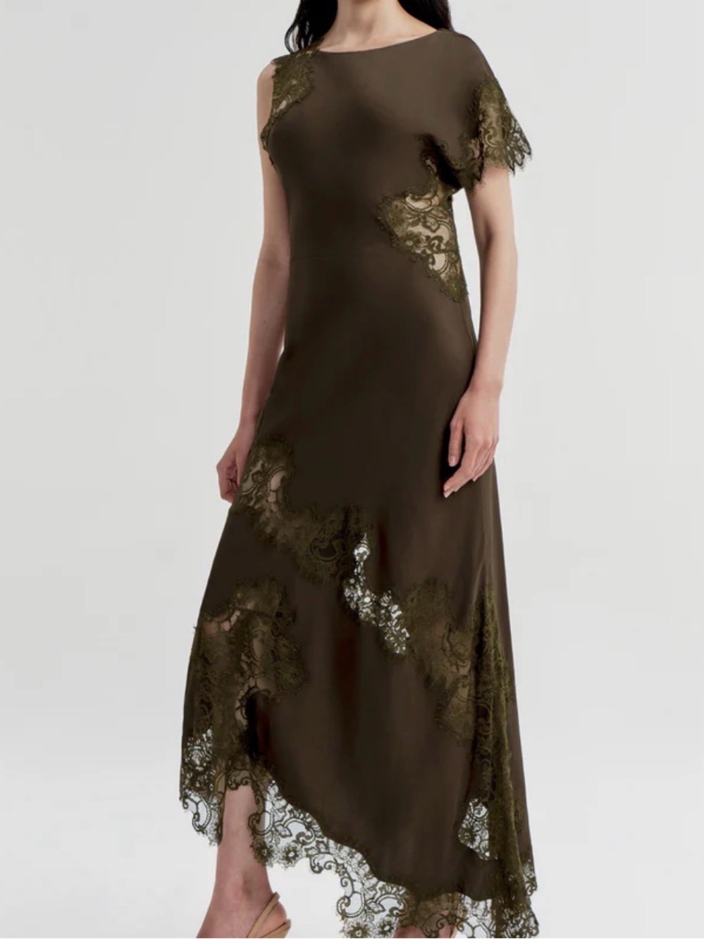A.L.C. Olive Lace-Trim Midi Dress size 4 NWT
